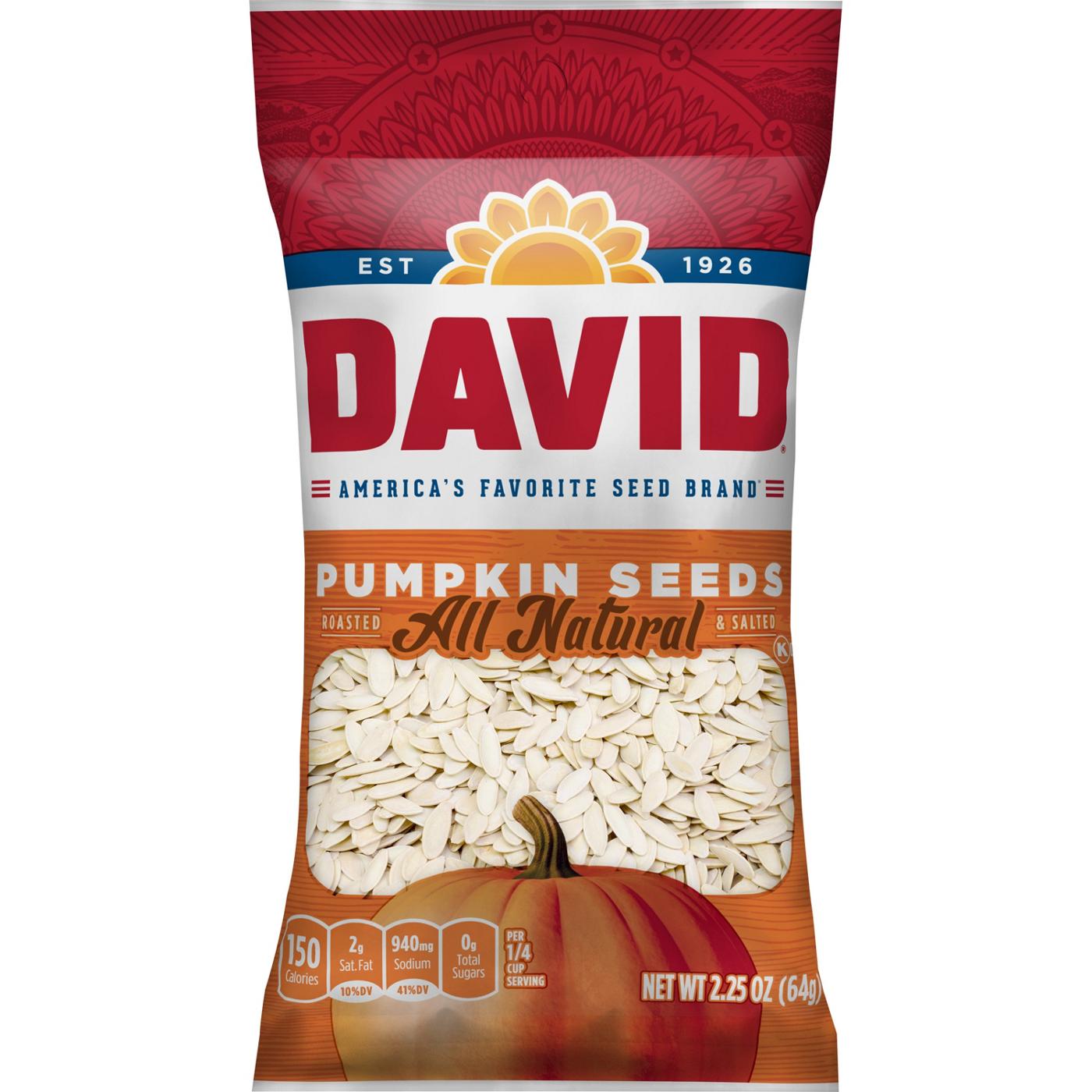 DAVID Seeds Keto Friendly Salted and Roasted Pumpkin Seeds; image 1 of 7