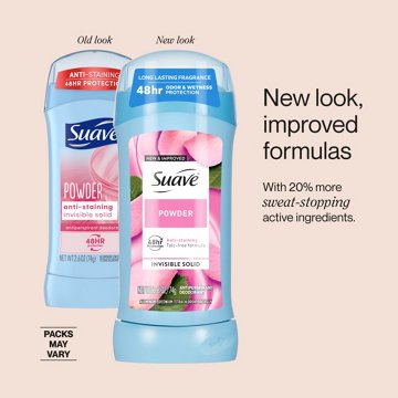 Suave Antiperspirant Deodorant for Women, Invisible Solid 48hr Protection - Powder, 2.6 oz