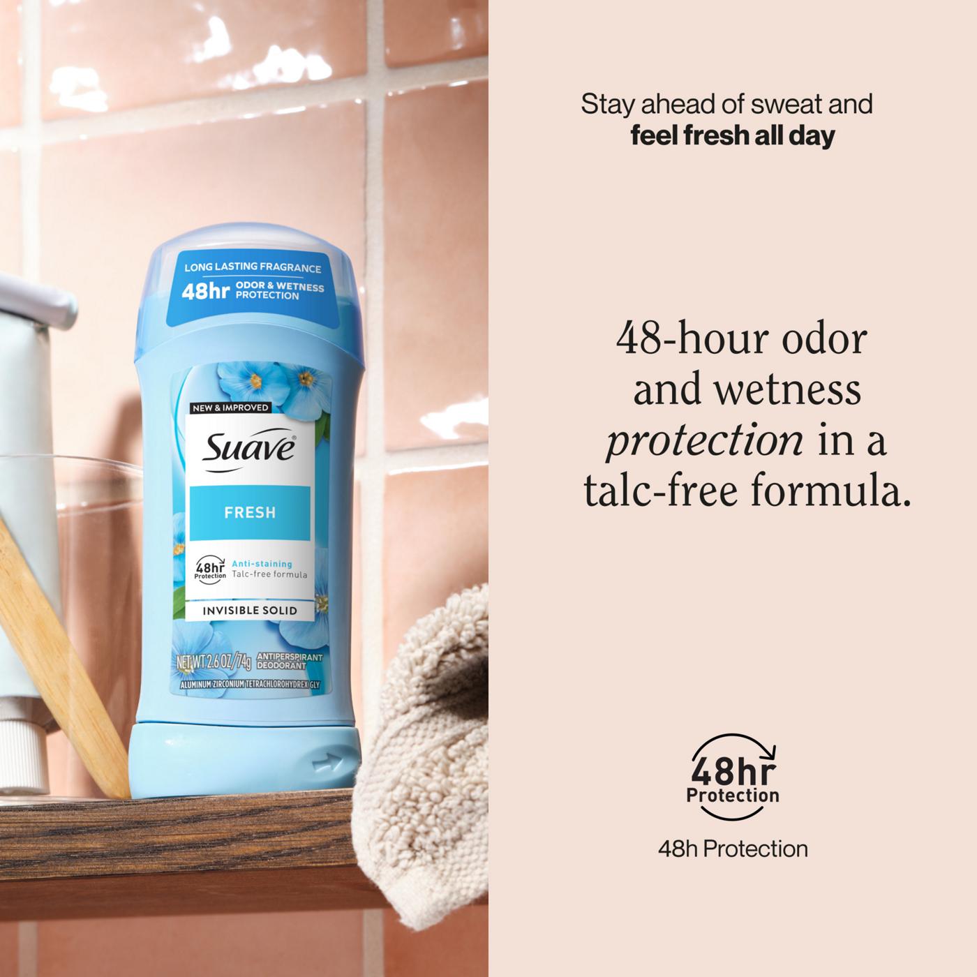 Suave Antiperspirant Deodorant for Women, Invisible Solid 48hr Protection - Fresh; image 4 of 8
