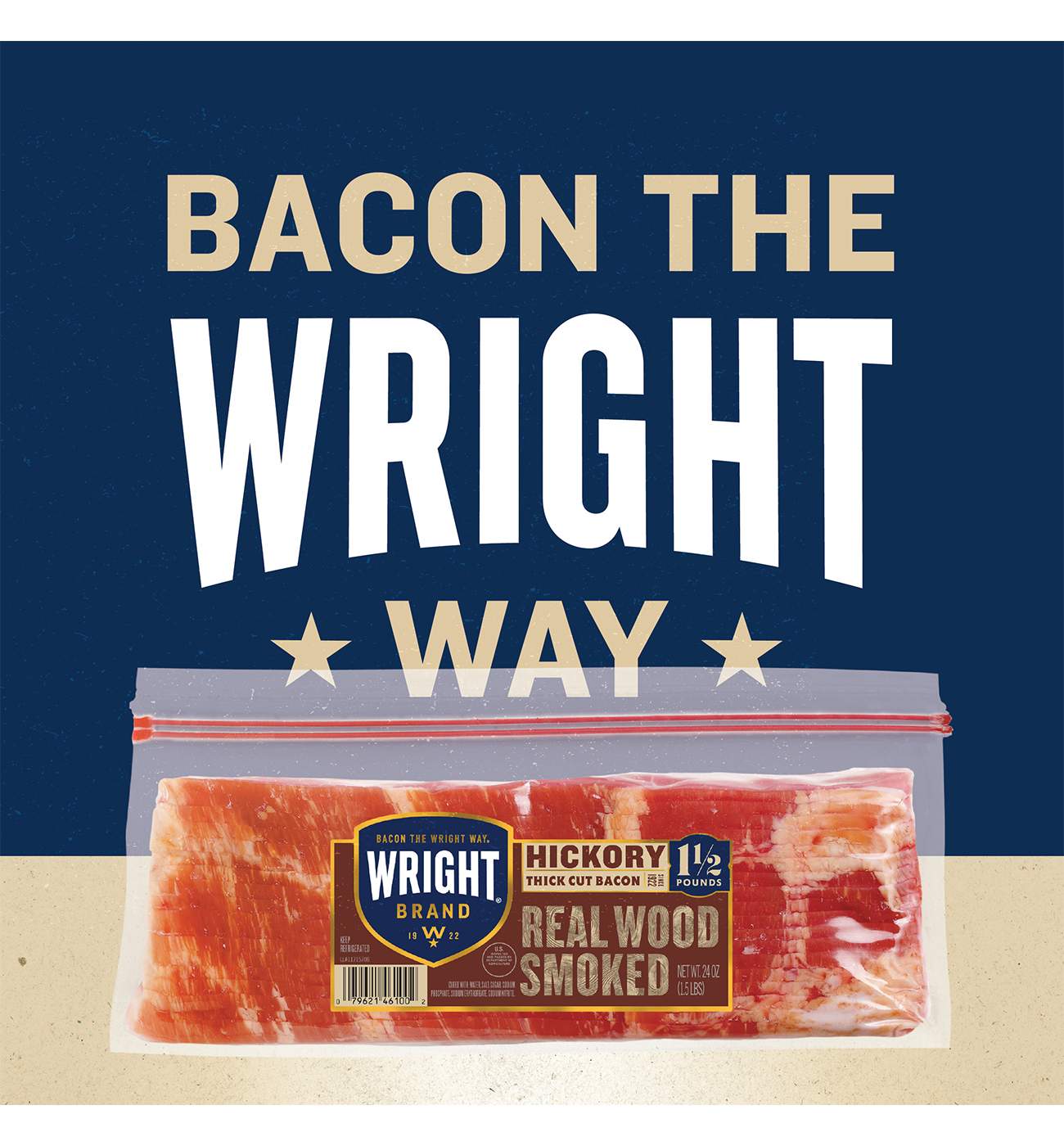Wright Brand Hickory Smoked Thick Cut Bacon; image 6 of 6