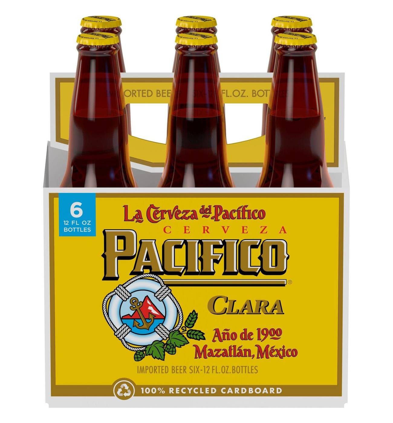 Pacifico Mexican Lager Import Beer 6 pk Bottles; image 1 of 5