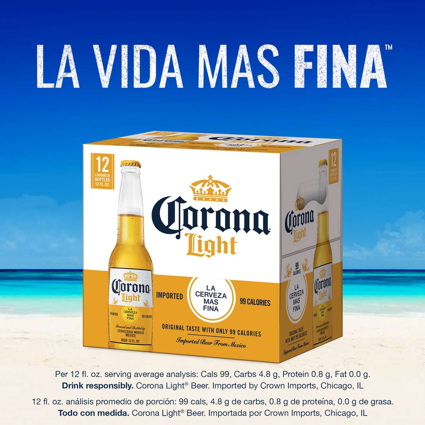Corona Light Mexican Lager Import Light Beer 12 oz Bottles, 12 pk; image 6 of 10