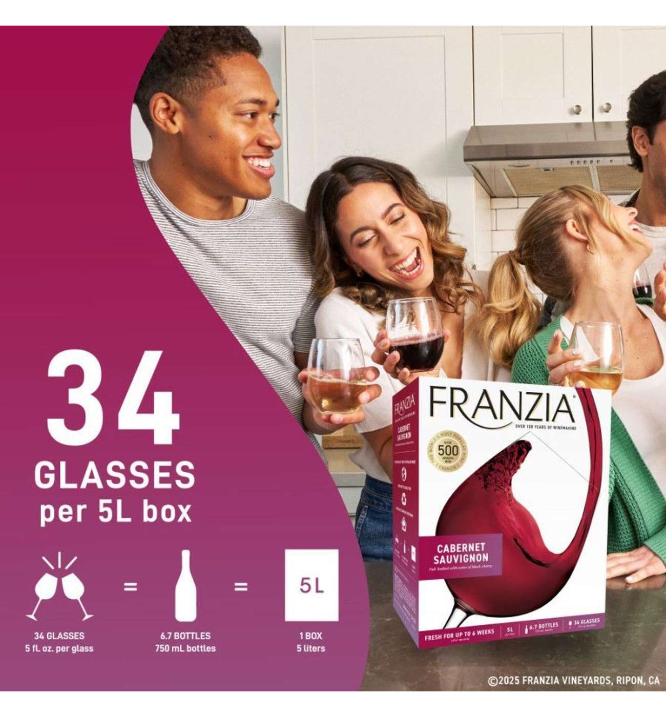 Franzia Cabernet Sauvignon California Box Red Wine; image 5 of 9