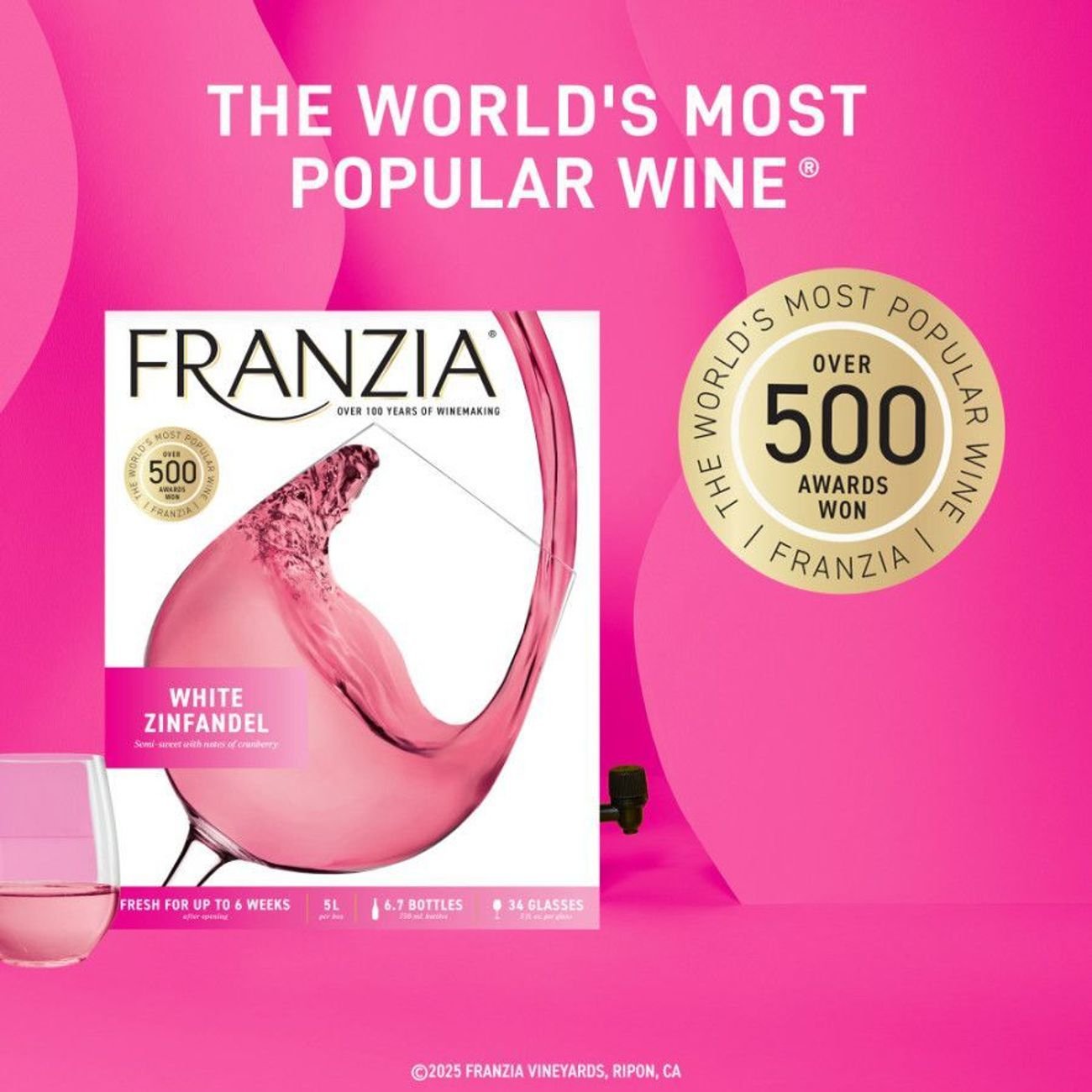 Franzia White Zinfandel California Box White Wine - Shop Wine at H-E-B