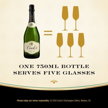 Cook's California Champagne Extra Dry White Sparkling Wine Bottle, 750 mL