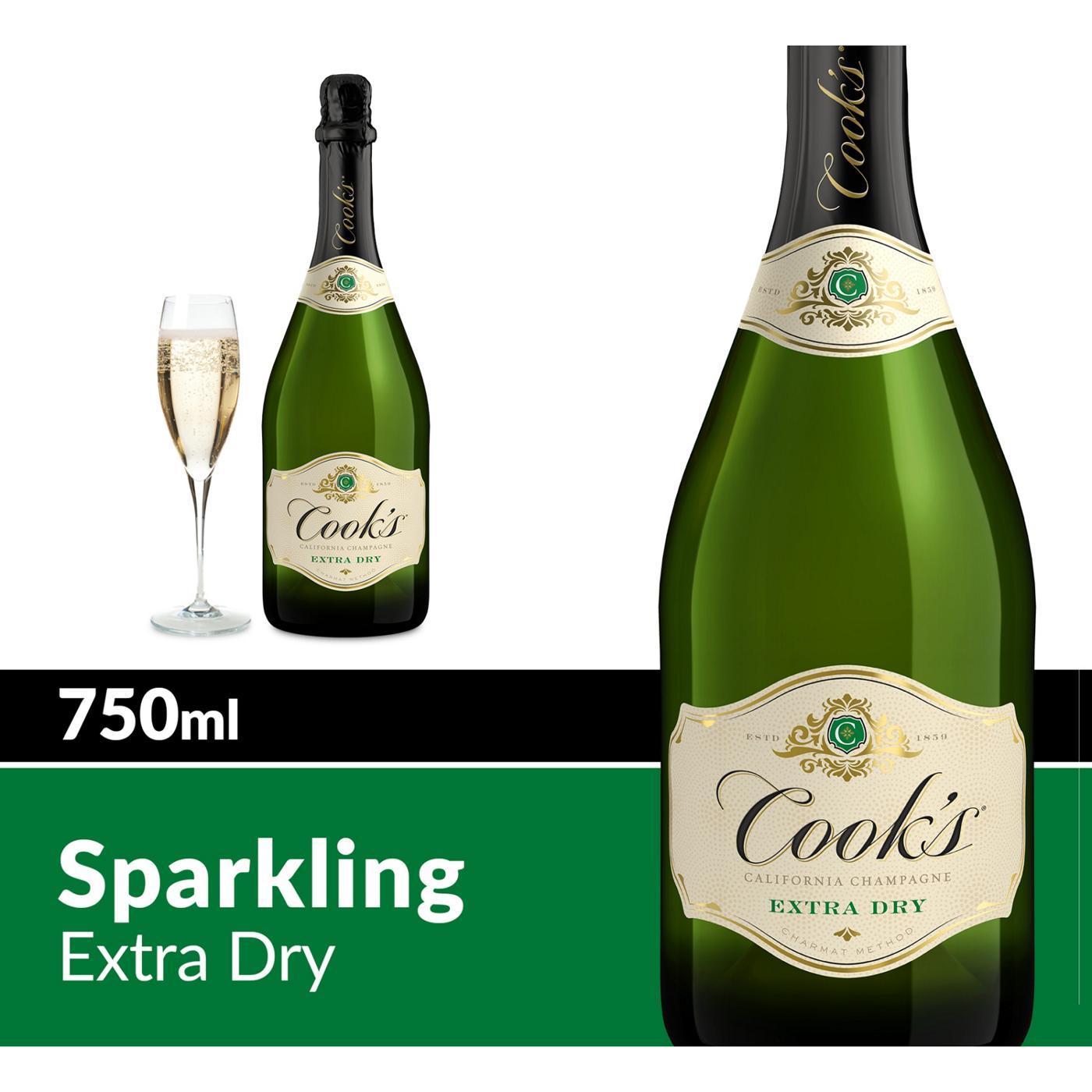 Cook's California Champagne Extra Dry White Sparkling Wine Bottle; image 5 of 6