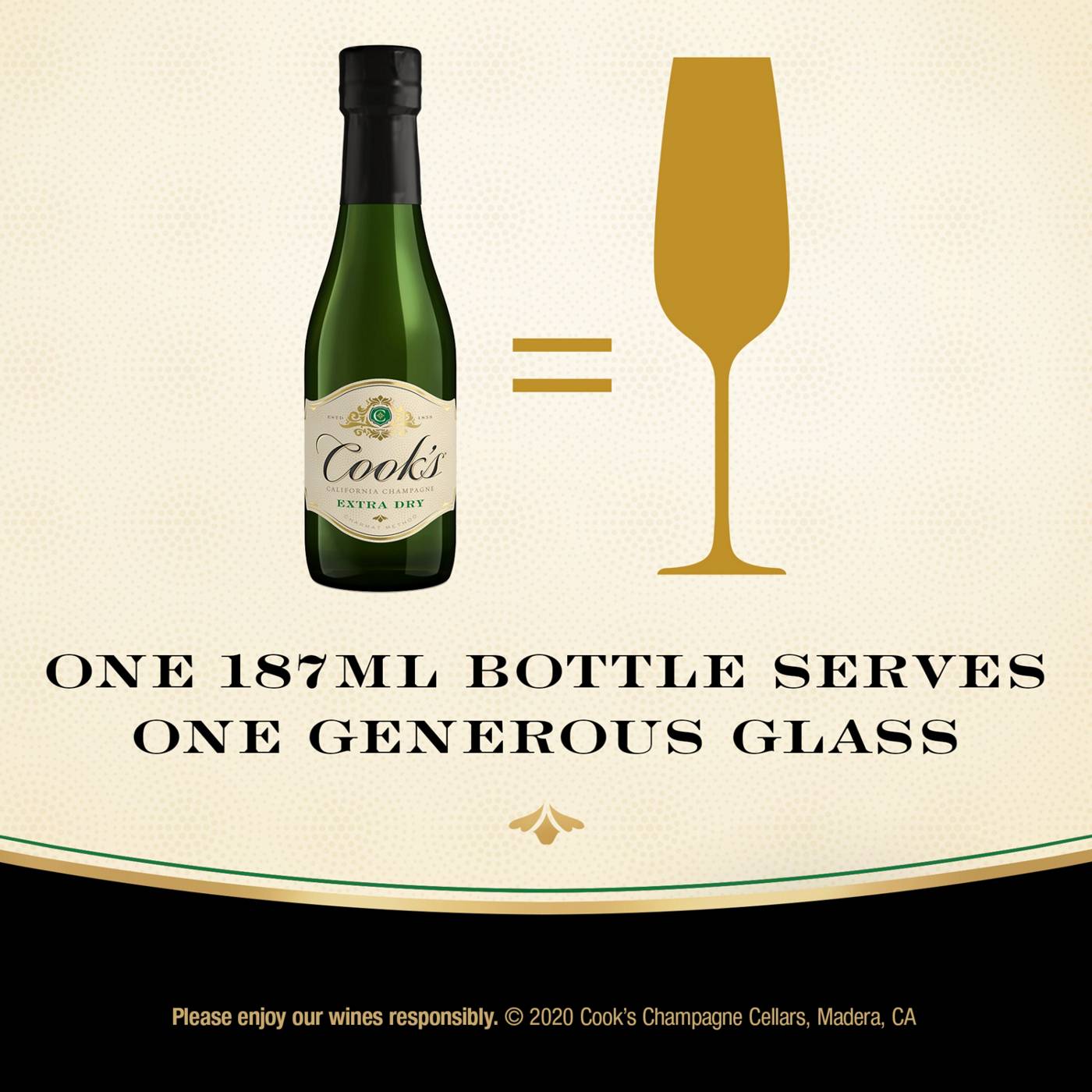Cook's California Champagne Extra Dry White Sparkling Wine 187 mL Bottles; image 4 of 7
