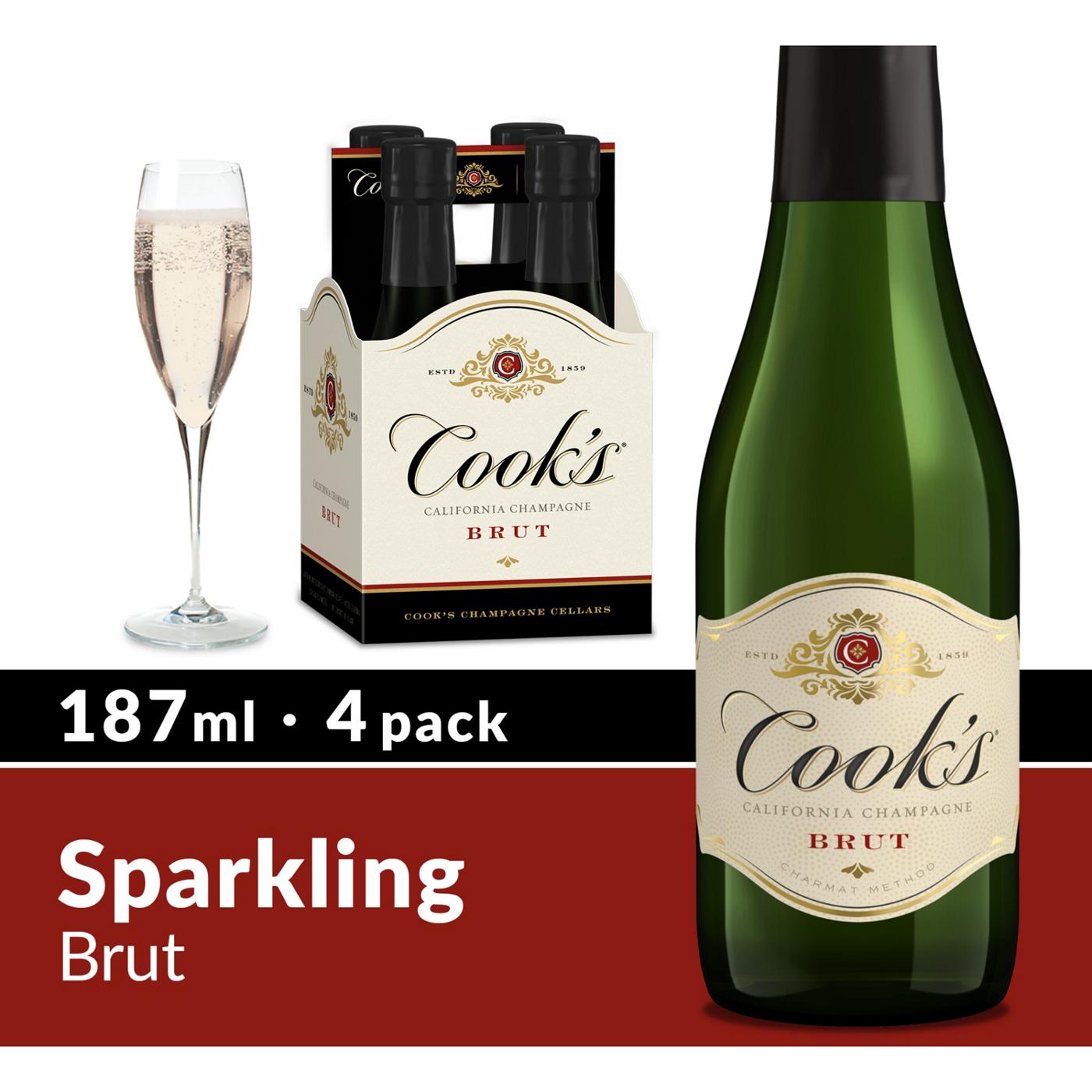 Cook's California Champagne Brut White Sparkling Wine 187 mL Bottles; image 2 of 7