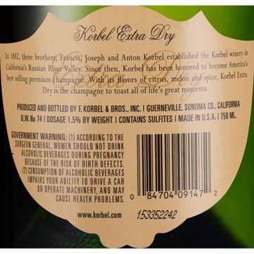 Korbel Extra Dry Champagne California Sparkling Wine, 750 mL