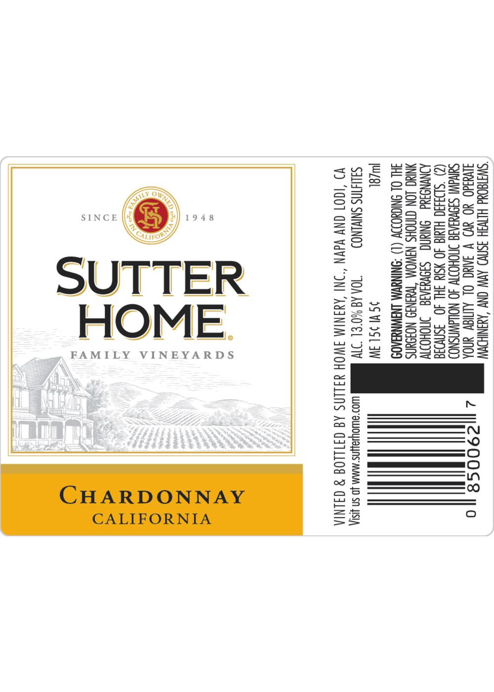 Sutter Home Family Vineyards Chardonnay White Wine 4 pk Bottles; image 4 of 8