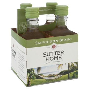 Sutter Home Sauvignon Blanc California White Wine 4 pk Bottles, 187 mL