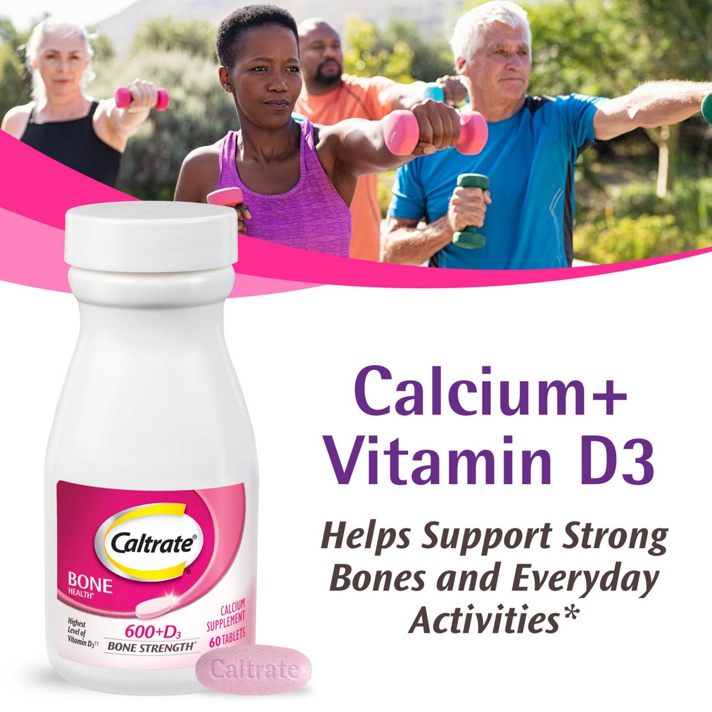 Caltrate 600+D3 Bone Strength Calcium Supplement Tablets; image 4 of 5