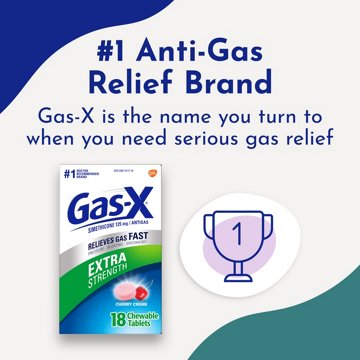 Gas-x Extra Strength Chewable Gas Relief Tablets with Simethicone 125 mg, Cherry