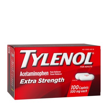 Tylenol Extra Strength Fever & Pain Reliever Caplets - 500 mg, 100 ct