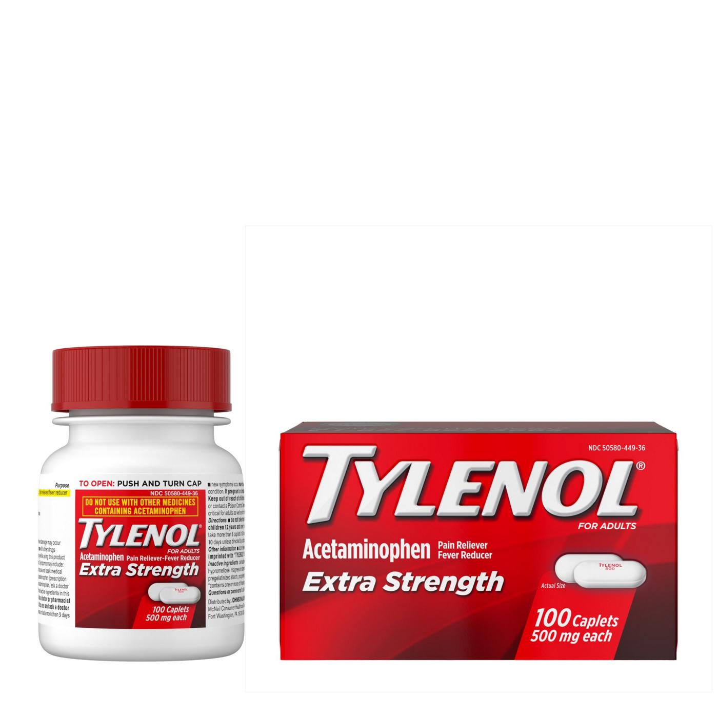 Tylenol Extra Strength Fever and Pain Reliever Caplets - 500 Mg; image 4 of 7