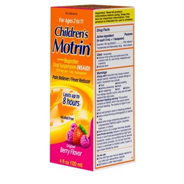Motrin Children's Ibuprofen Liquid Oral Susupension Medicine - Berry
