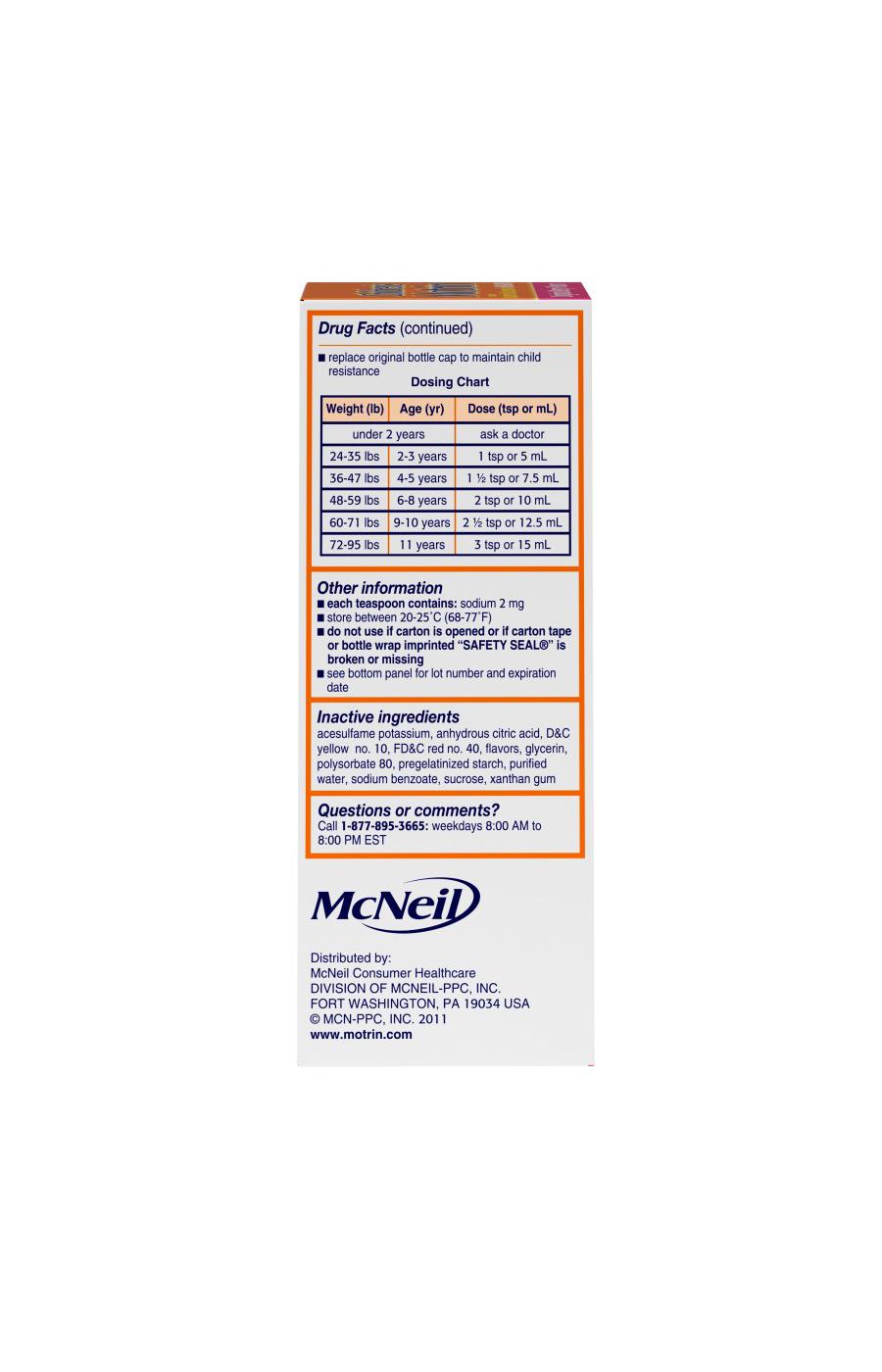 Children's Motrin Oral Suspension - Berry; image 4 of 7