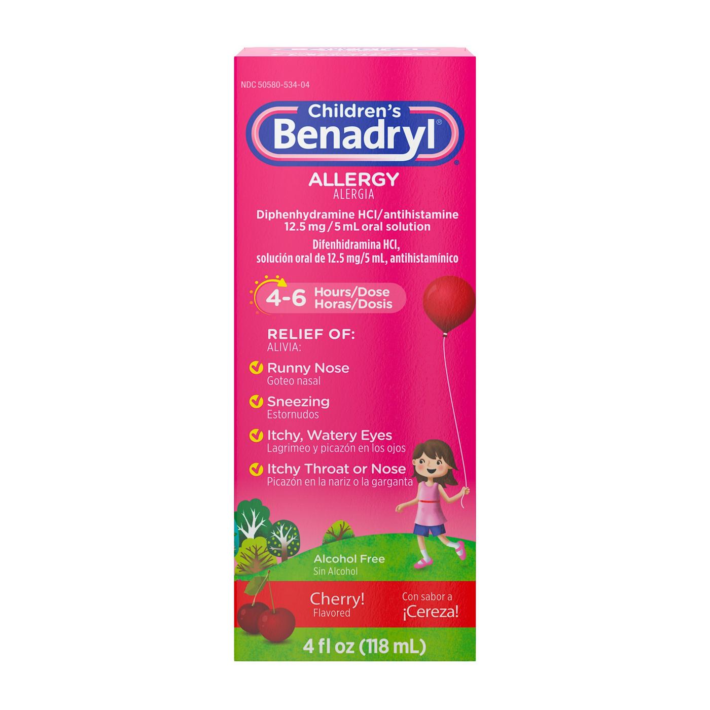 Benadryl Children's Allergy Liquid - Cherry; image 1 of 6