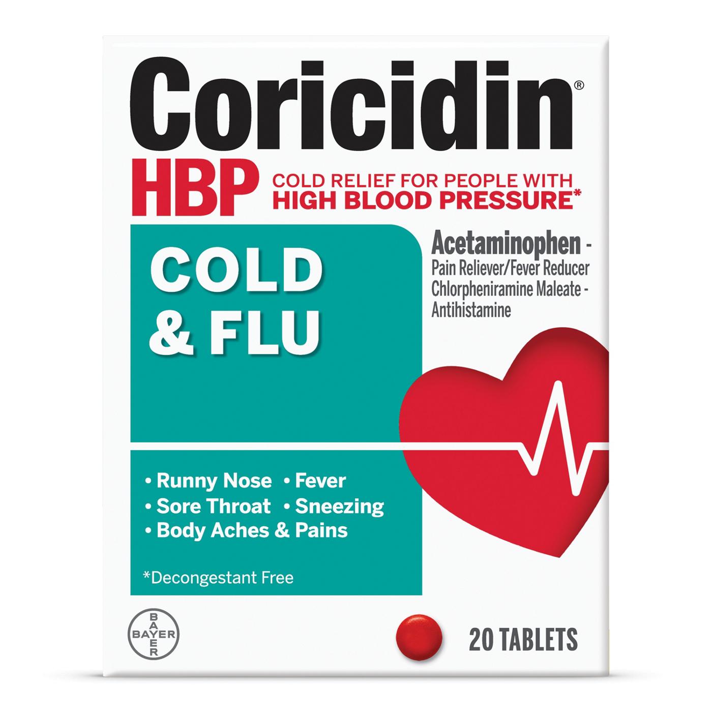 Coricidin HBP Cold & Flu Tablets; image 1 of 4