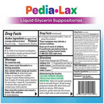 Pedia-Lax Laxative Glycerin Suppositories, 6 ct