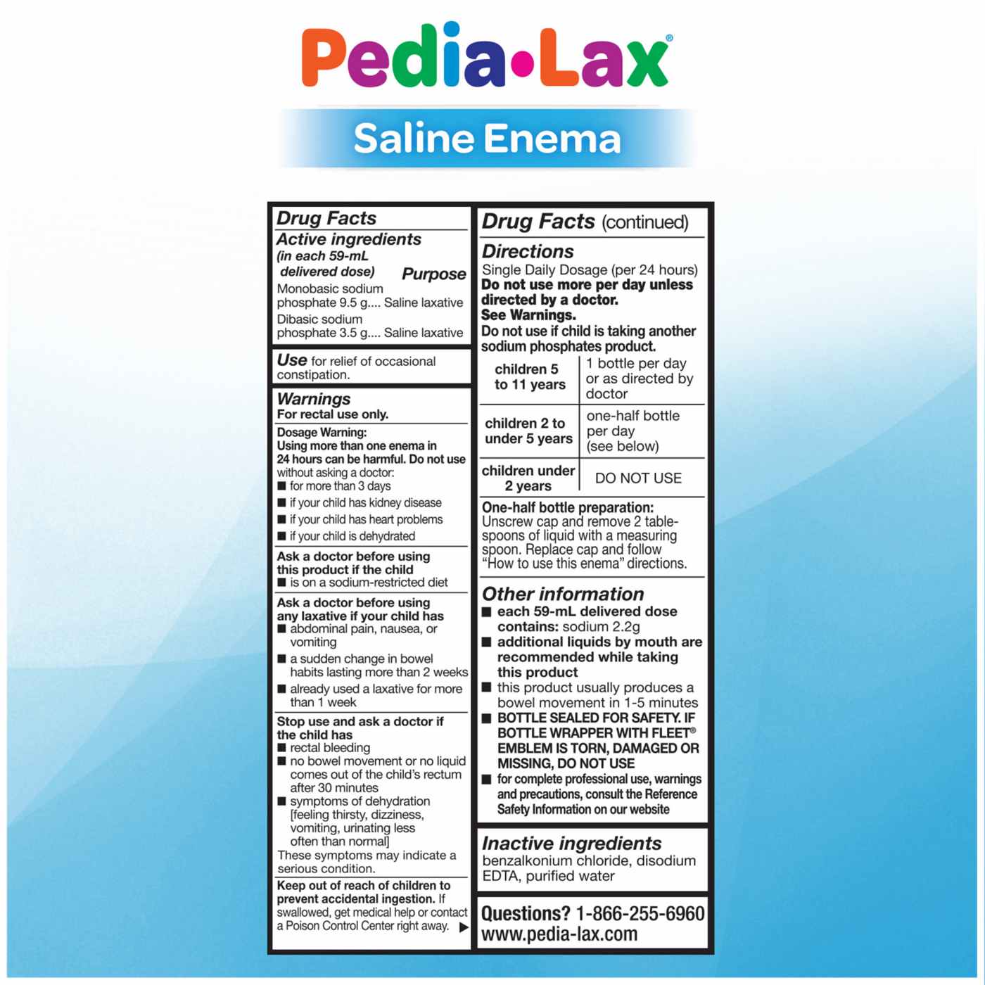 Pedia-Lax Laxative Saline Enema, for Kids Ages 2-11; image 4 of 5