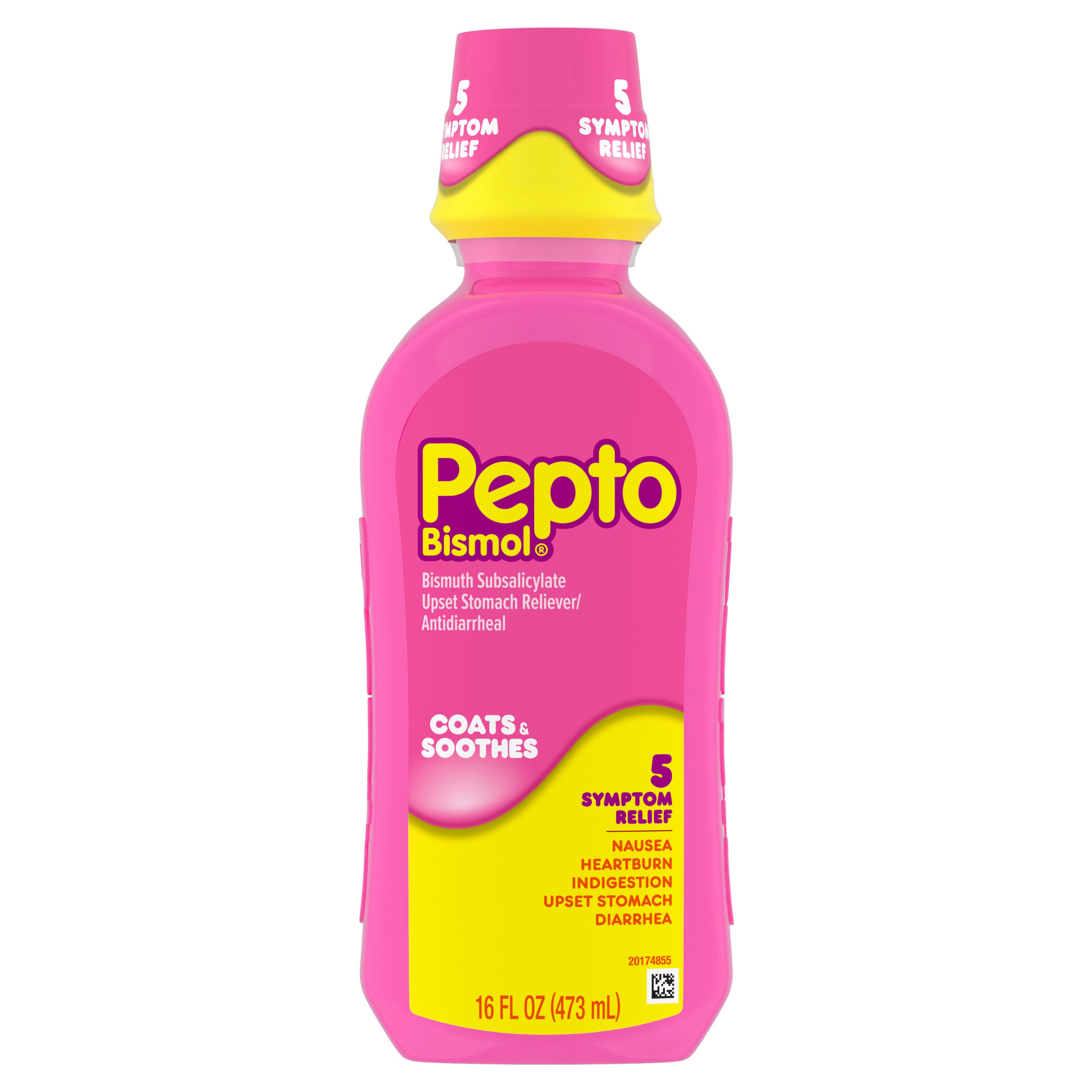 Pepto-Bismol Liquid for Nausea, Heartburn, Indigestion, Upset Stomach, & Diarrhea - 5 Symptom Fast Relief, Original Flavor