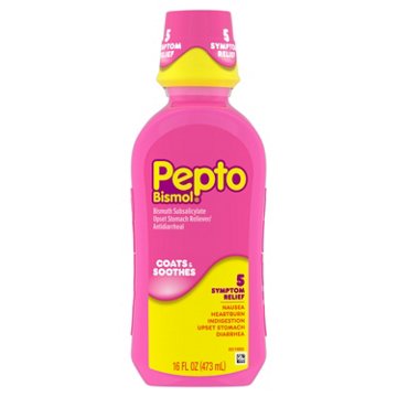 Pepto-Bismol Liquid for Nausea, Heartburn, Indigestion, Upset Stomach, & Diarrhea - 5 Symptom Fast Relief, Original Flavor