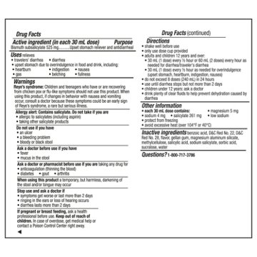 Pepto-Bismol Liquid for Nausea, Heartburn, Indigestion, Upset Stomach, & Diarrhea - 5 Symptom Fast Relief, Original Flavor