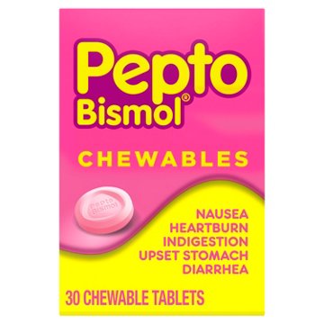 Pepto-Bismol Chewable Tablets for Nausea, Heartburn, Indigestion, Upset Stomach, & Diarrhea - 5 Symptom Fast Relief, Original Flavor