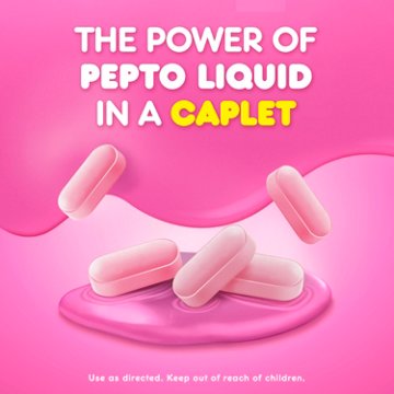Pepto-Bismol Caplets for Nausea, Heartburn, Indigestion, Upset Stomach, & Diarrhea, 5 Symptom Fast Relief