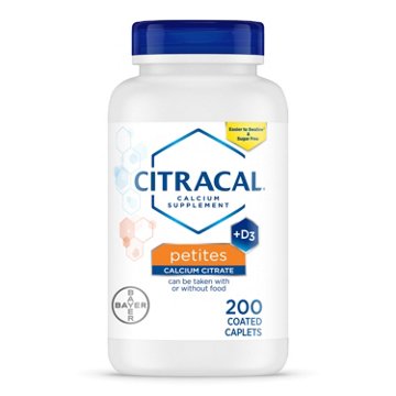 Citracal Calcium Citrate  + D3 Petites Coated Tablets, 200 ct