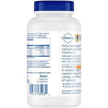 Citracal Calcium Citrate  + D3 Petites Coated Tablets, 200 ct