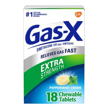 Gas-x Extra Strength Chewable Gas Relief Tablets with Simethicone 125 mg, Peppermint Crème
