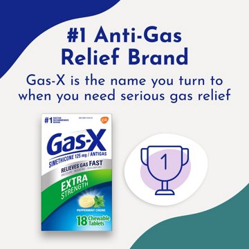 Gas-x Extra Strength Chewable Gas Relief Tablets with Simethicone 125 mg, Peppermint Crème