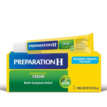 Preparation H Hemorrhoid Symptom Treatment Cream, Maximum Strength Multi-Symptom Pain Relief with Aloe, 0.9 oz