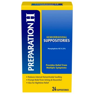 Preparation H Hemorrhoid Suppositories for Itching and Discomfort Relief, 24 ct