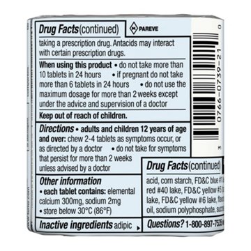 Tums Chewable Antacid Tablets for Extra Strength Heartburn Relief, Assorted Fruit Flavors - 8 Count Rolls (Pack of 3), 3 pk