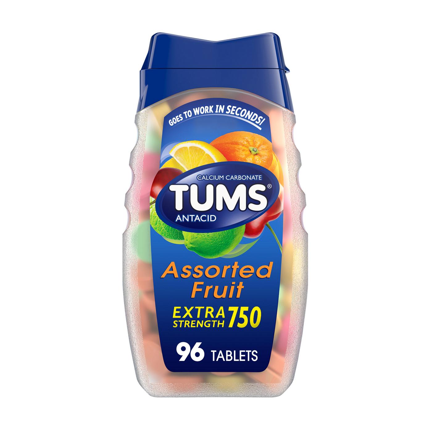 Tums Chewable Antacid Tablets for Extra Strength Heartburn Relief, Assorted Fruit Flavors; image 1 of 8