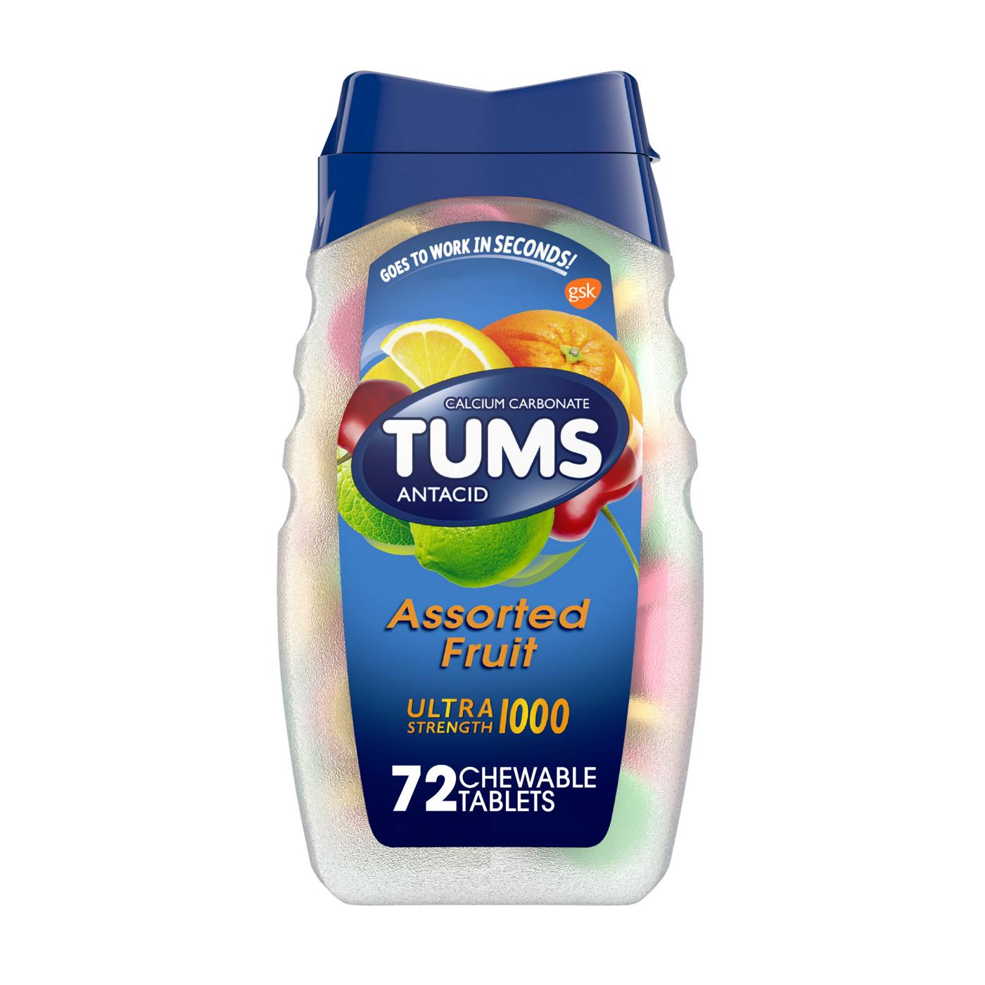 Tums Ultra Strength Chewable Antacid Tablets for Heartburn Relief, Assorted Fruit; image 1 of 8