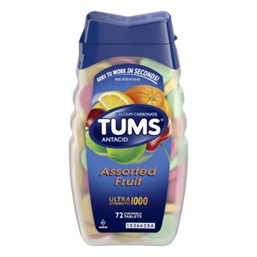 Tums Ultra Strength Chewable Antacid Tablets for Heartburn Relief, Assorted Fruit