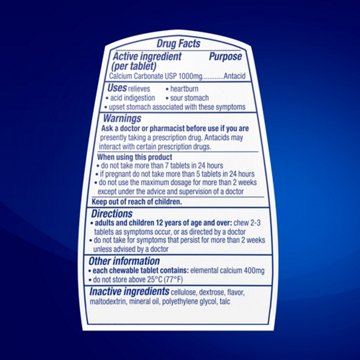 Tums Chewable Antacid Tablets for Ultra Strength Heartburn Relief, Peppermint
