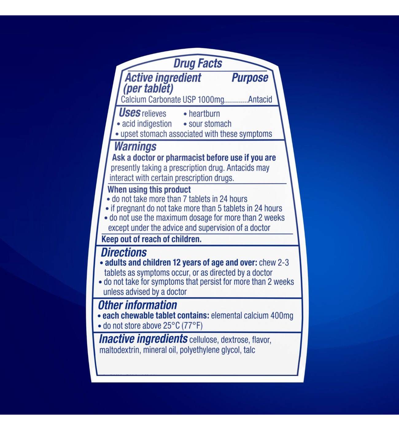 Tums Chewable Antacid Tablets for Ultra Strength Heartburn Relief, Peppermint; image 4 of 8