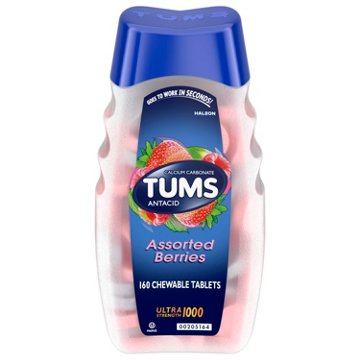 Tums Ultra Strength Chewable Antacid Tablets for Heartburn Relief, Assorted Berries