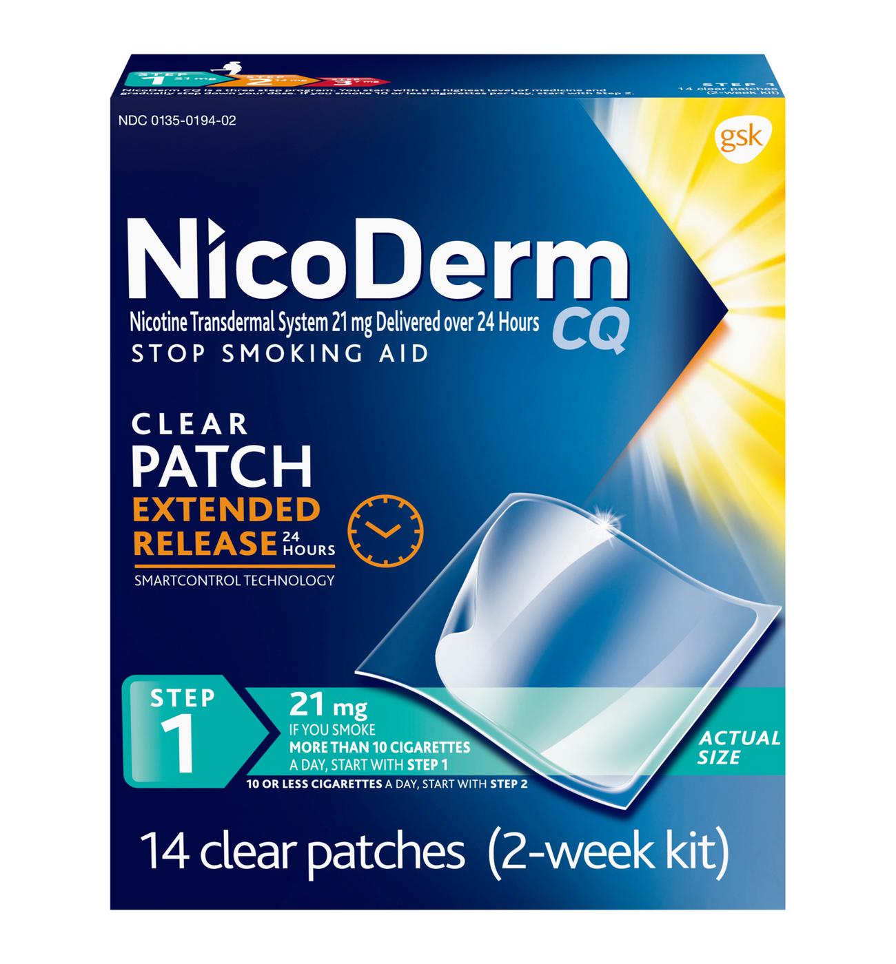 NicoDerm CQ Step 1 Nicotine Patches - 21 mg; image 1 of 8