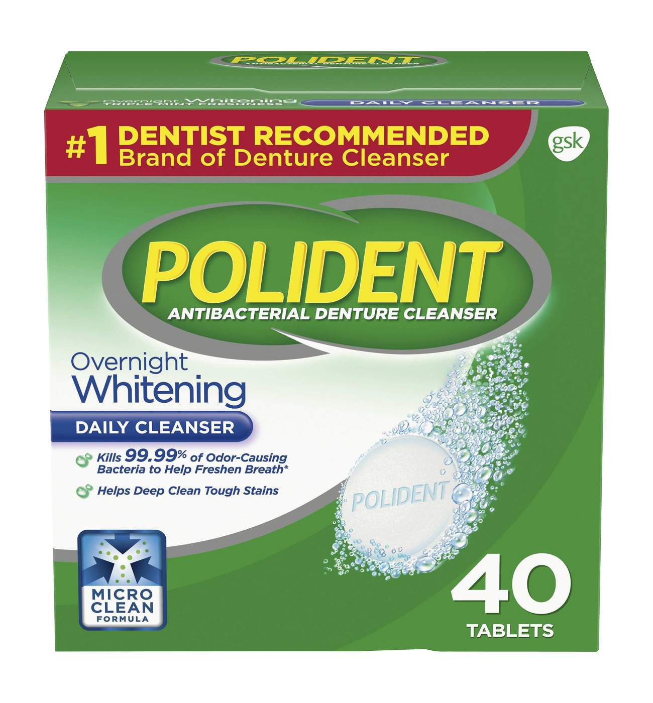Polident Overnight Whitening Antibacterial Denture Cleanser; image 3 of 8