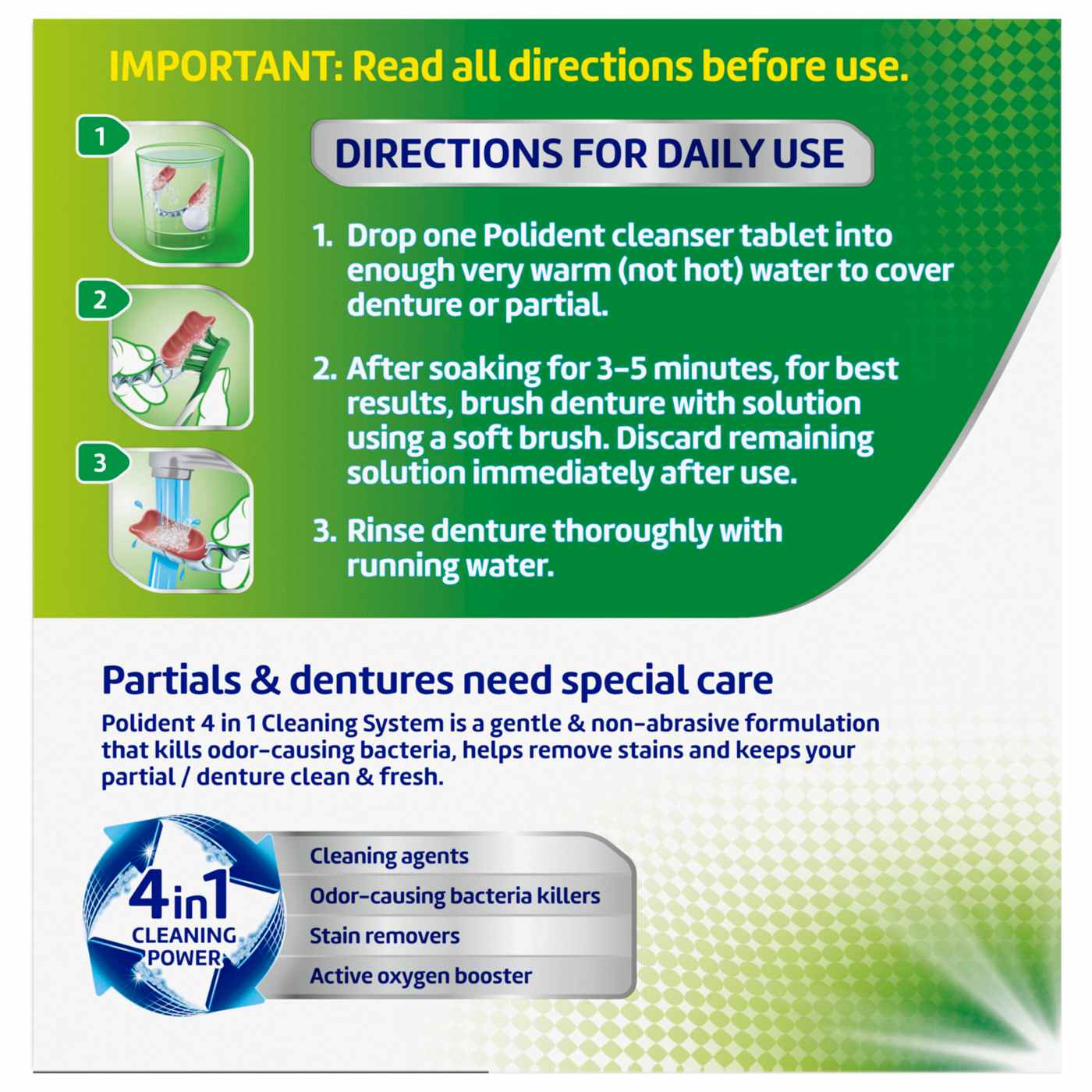 Polident Antibacterial 3 Minute Denture Cleanser Tablets; image 4 of 8