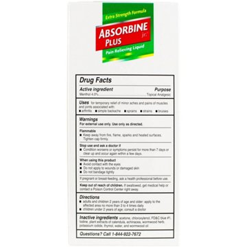 Absorbine Jr. Plus Pain Relieving Liquid Extra Strength Formula, 4 oz