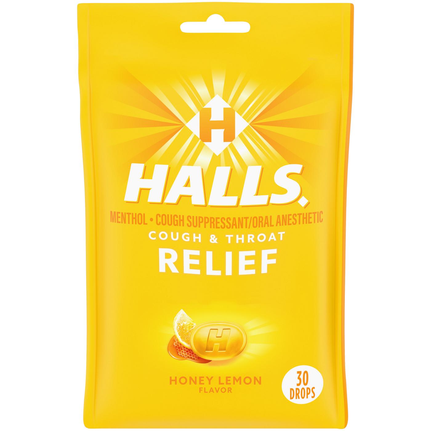 Halls Relief Cough Drops - Honey Lemon; image 1 of 6