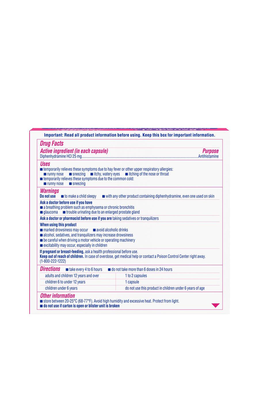 Benadryl Liqui-Gels Antihistamine Allergy Relief Medicine; image 4 of 4