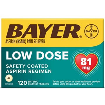 Bayer Aspirin Pain Reliever Low Dose Safety Coated Tablets